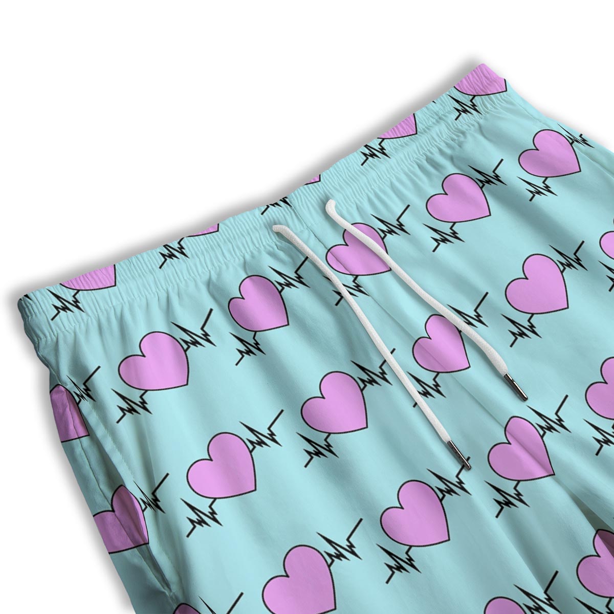 Heartbeat Pink Print Pattern Men's Athletic Shorts
