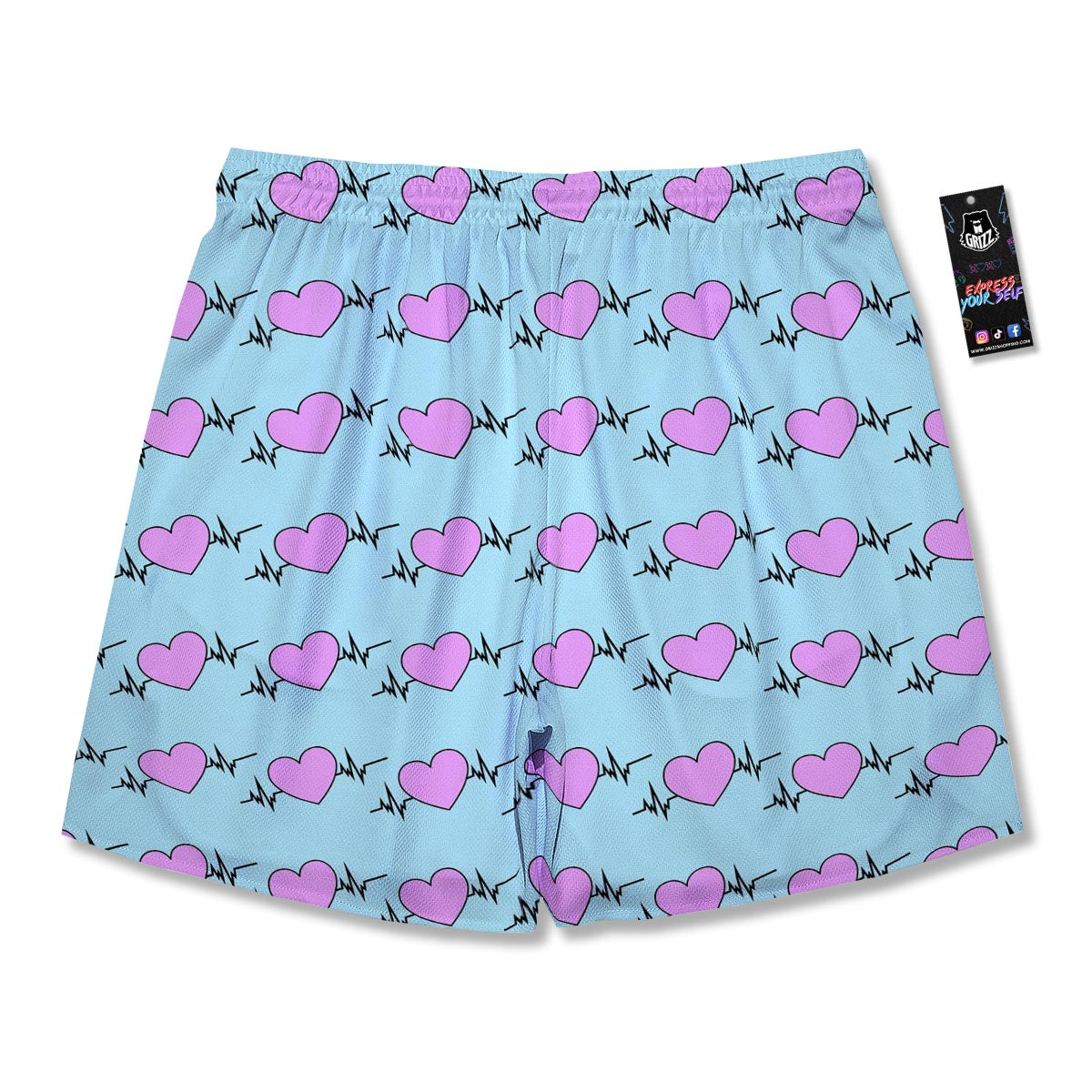 Heartbeat Pink Print Pattern Men's Running Shorts-grizzshop