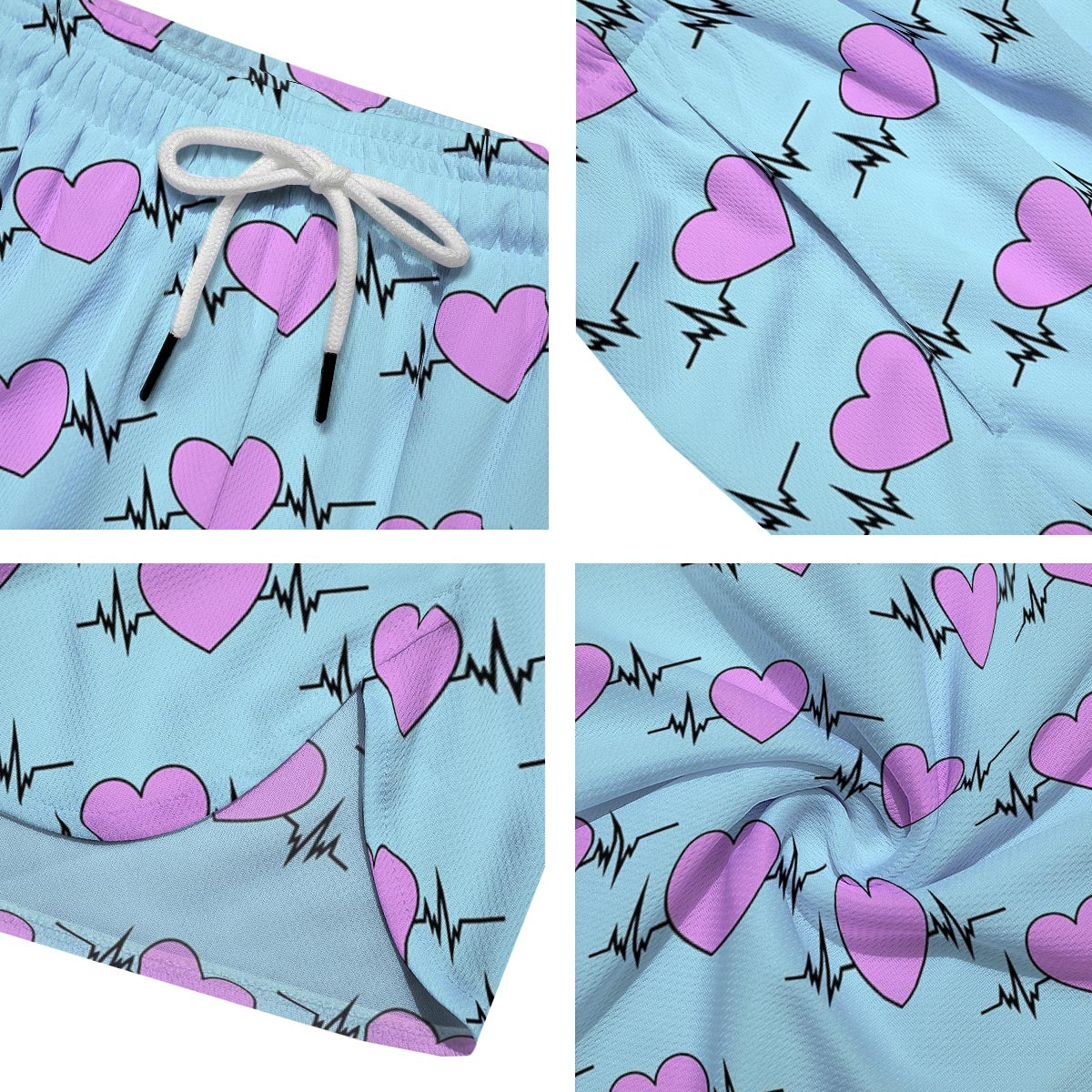 Heartbeat Pink Print Pattern Men's Running Shorts-grizzshop