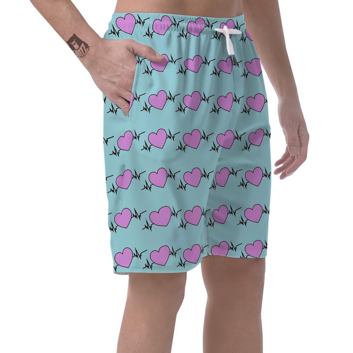 Heartbeat Pink Print Pattern Men's Shorts-grizzshop