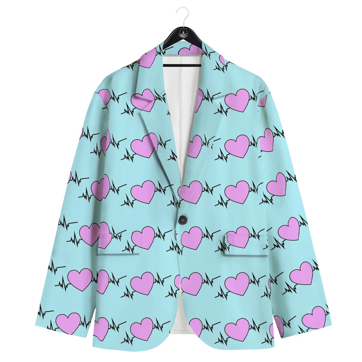 Heartbeat Pink Print Pattern Men's Sport Coat-grizzshop