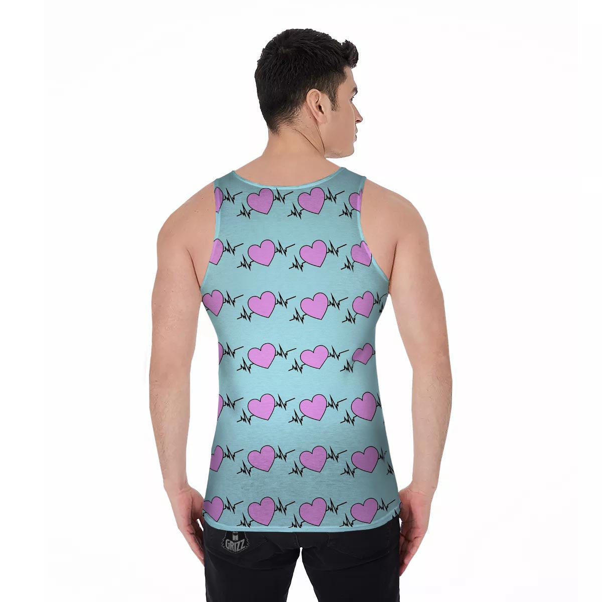 Heartbeat Pink Print Pattern Men's Tank Top-grizzshop