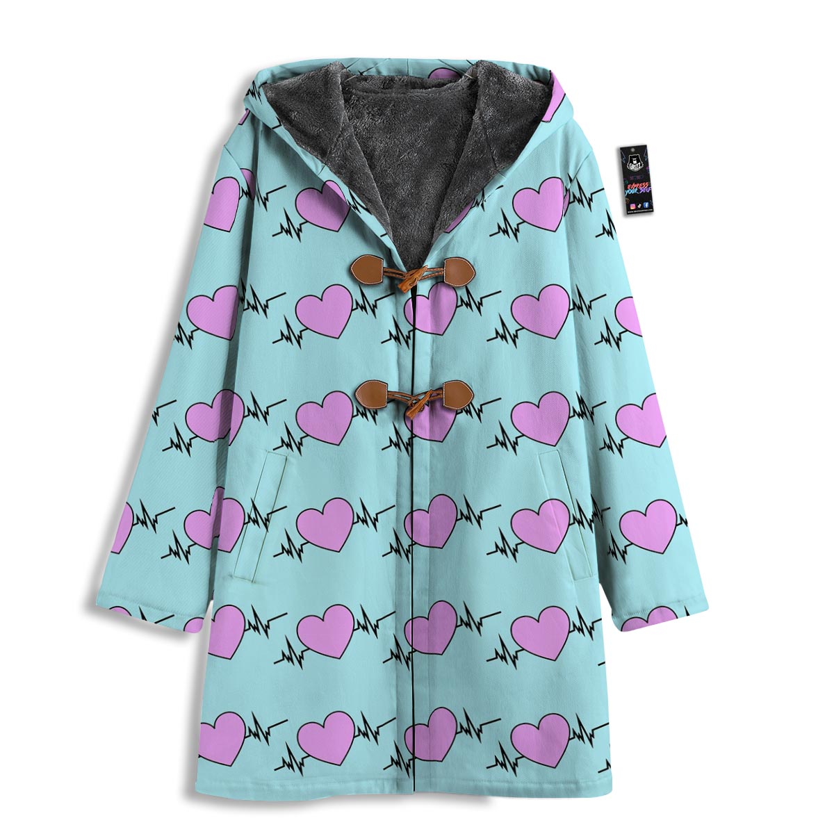 Heartbeat Pink Print Pattern Men's Windbreaker Jacket-grizzshop