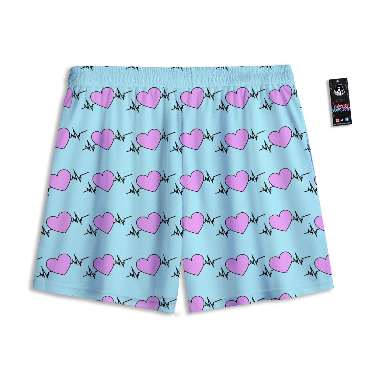 Heartbeat Pink Print Pattern Mesh Shorts