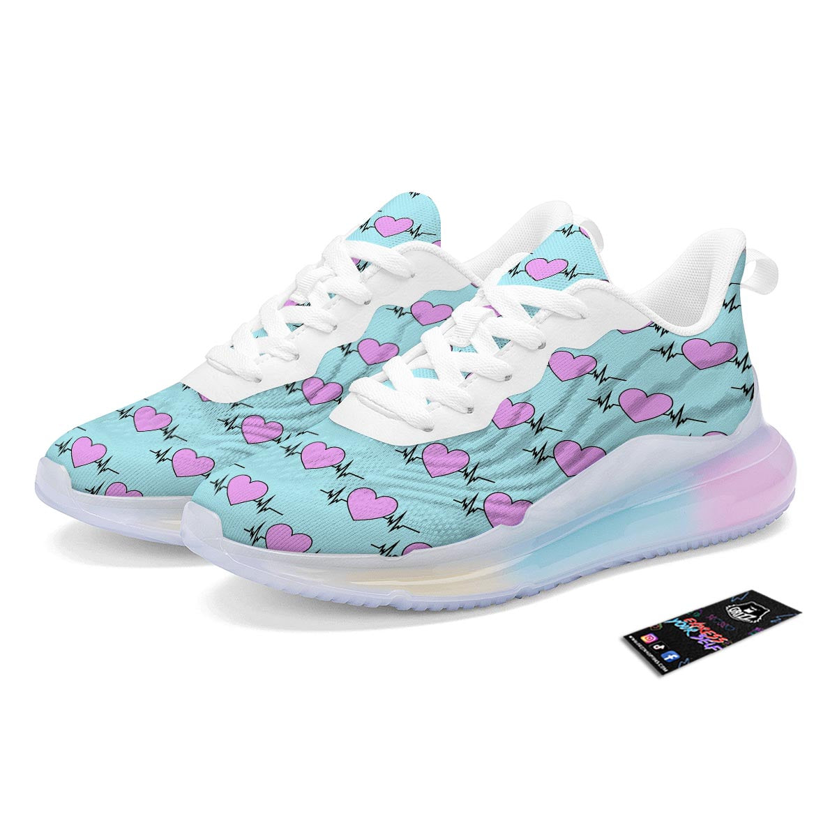Heartbeat Pink Print Pattern Running Sneakers-grizzshop