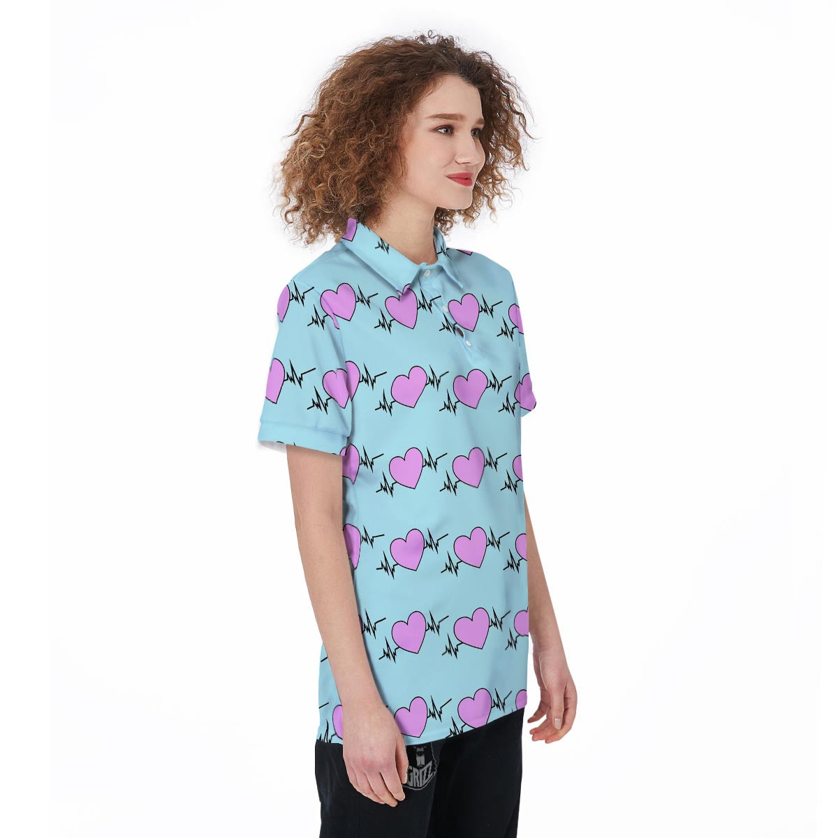 Heartbeat Pink Print Pattern Women's Golf Shirts-grizzshop