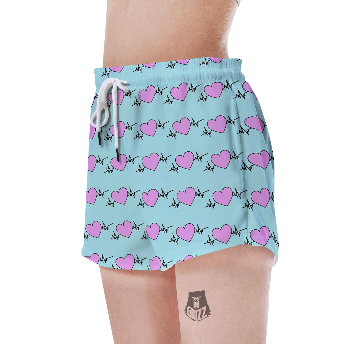 Heartbeat Pink Print Pattern Women's Shorts-grizzshop