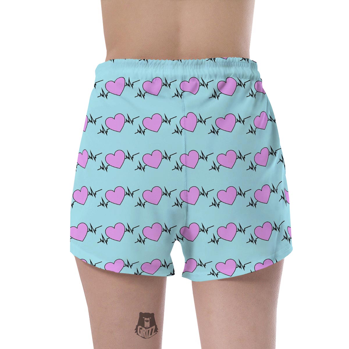 Heartbeat Pink Print Pattern Women's Shorts-grizzshop