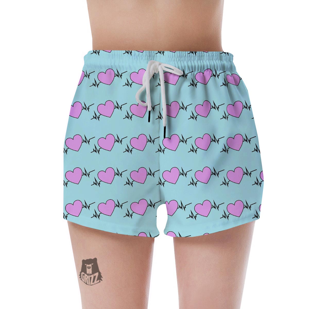 Heartbeat Pink Print Pattern Women's Shorts-grizzshop