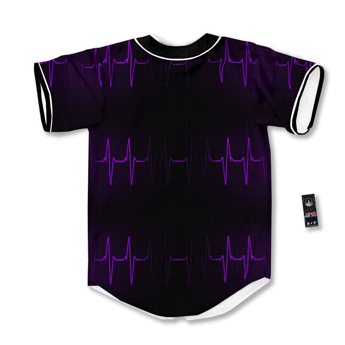 Heartbeat Purple Print Pattern Baseball Jersey-grizzshop