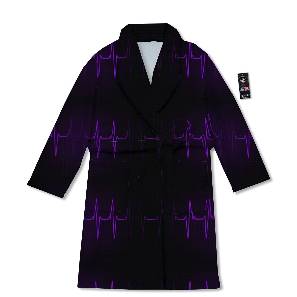 Heartbeat Purple Print Pattern Bathrobe-grizzshop