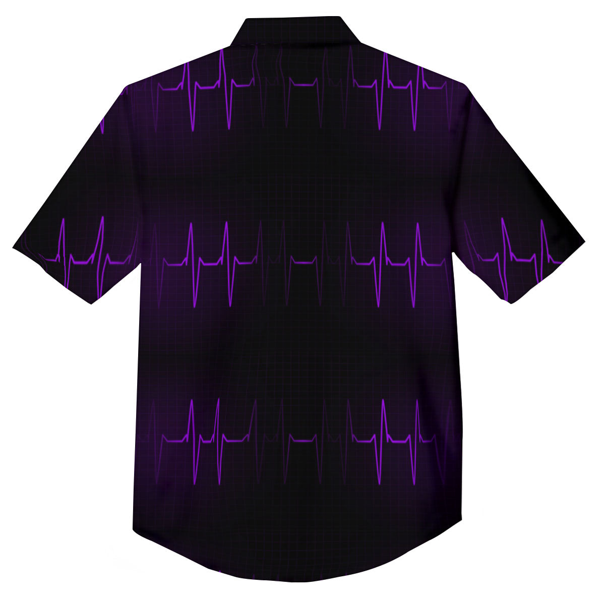 Heartbeat Purple Print Pattern Button Up Shirt-grizzshop