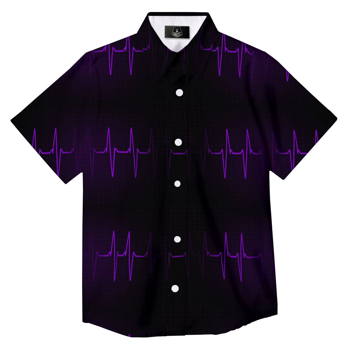 Heartbeat Purple Print Pattern Button Up Shirt-grizzshop