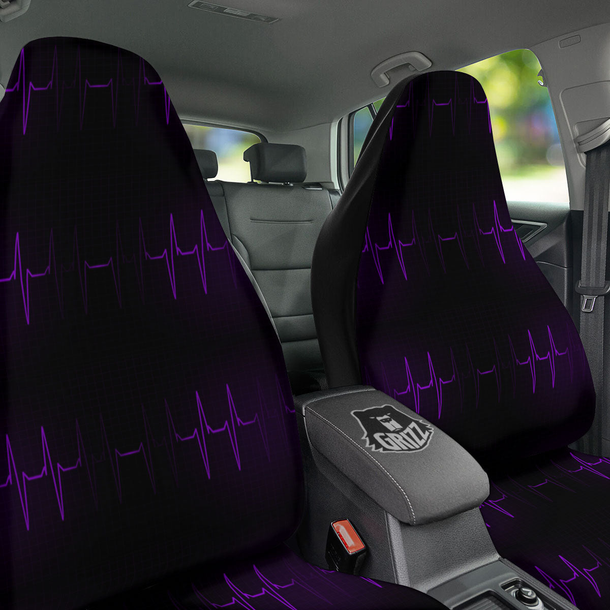 Heartbeat Purple Print Pattern Car Seat Covers-grizzshop
