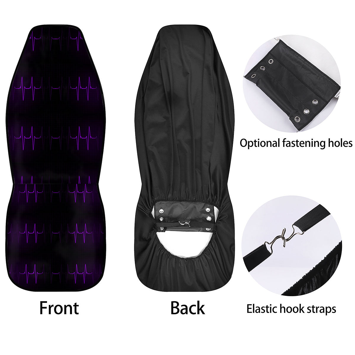 Heartbeat Purple Print Pattern Car Seat Covers-grizzshop