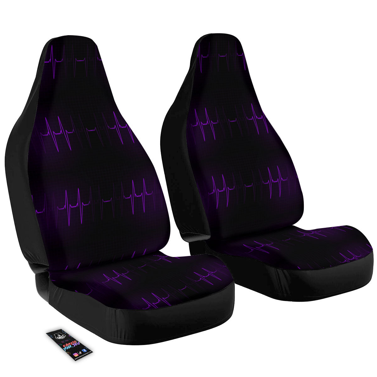 Heartbeat Purple Print Pattern Car Seat Covers-grizzshop
