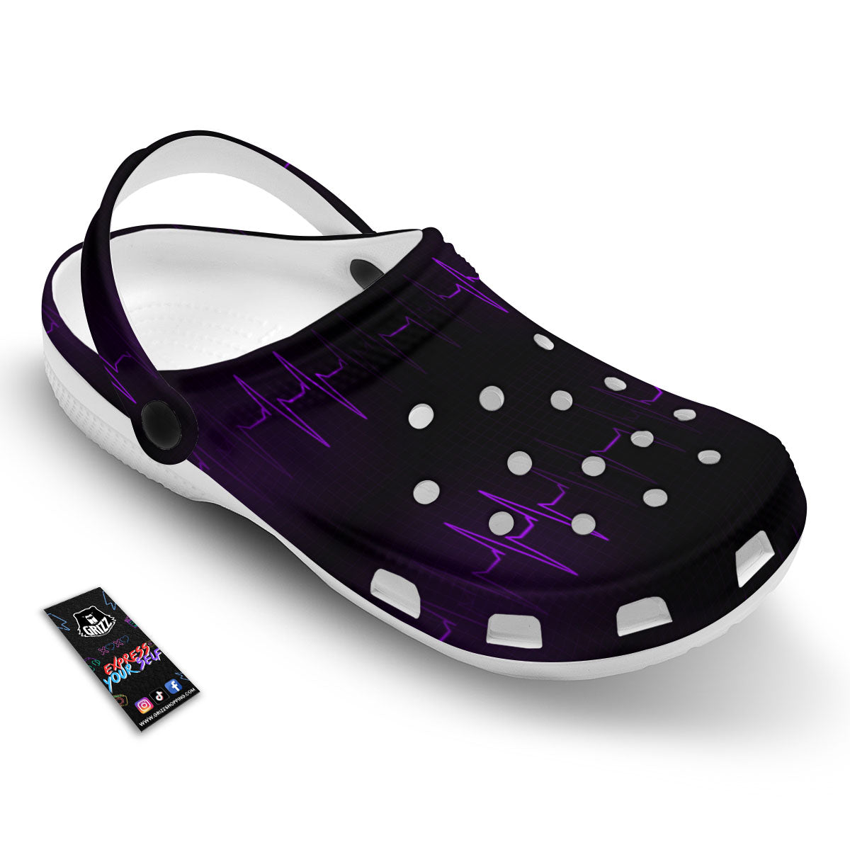 Heartbeat Purple Print Pattern Clog-grizzshop