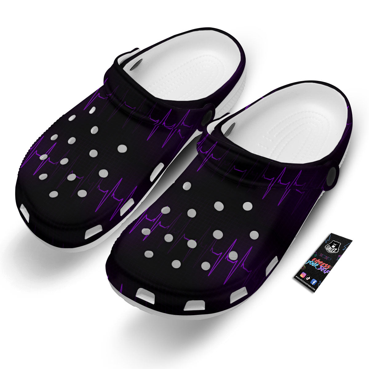 Heartbeat Purple Print Pattern Clog-grizzshop