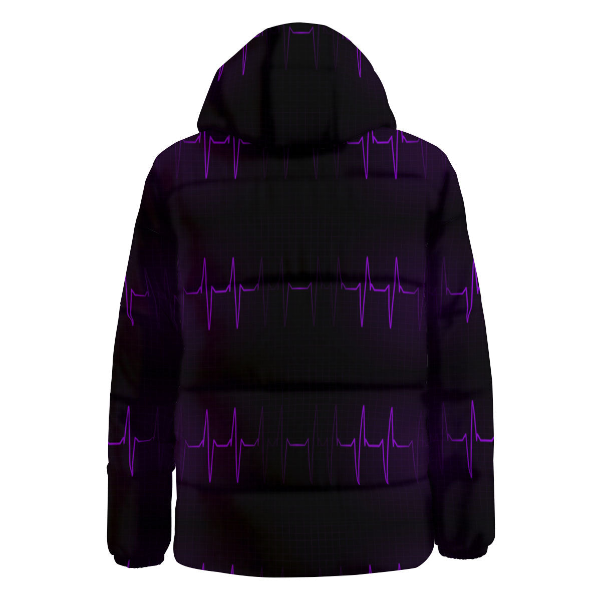 Heartbeat Purple Print Pattern Down Jacket-grizzshop
