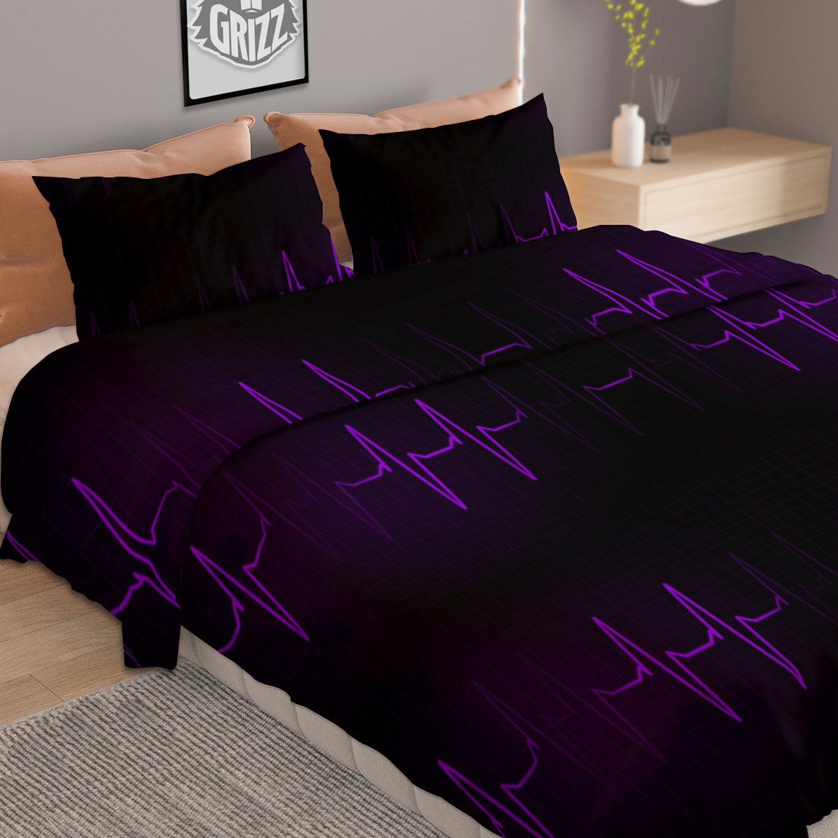 Heart And Flower Valentine's Day Print Pattern Duvet Cover Bedding Set