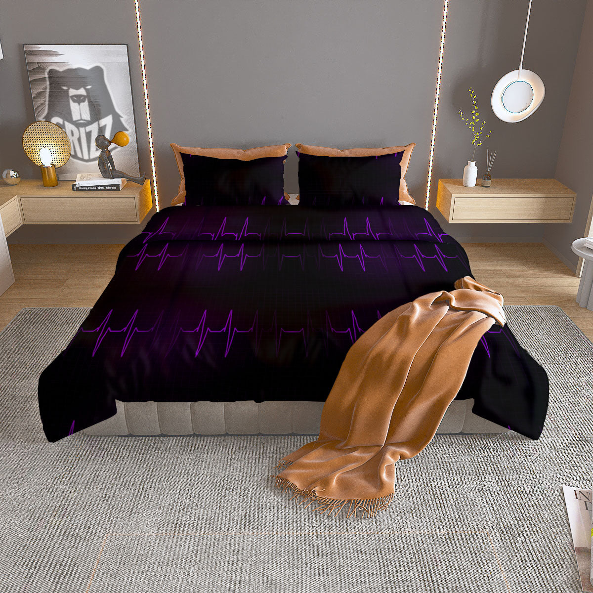 Heart And Flower Valentine's Day Print Pattern Duvet Cover Bedding Set