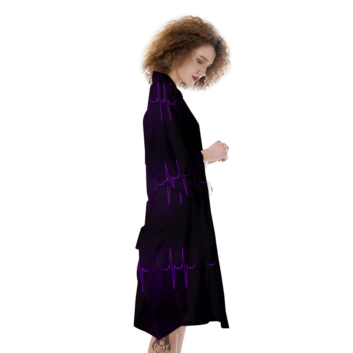Heartbeat Purple Print Pattern Kimono-grizzshop