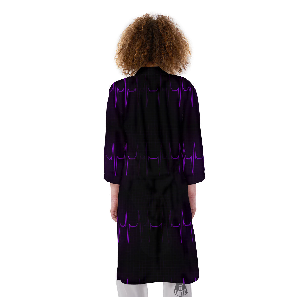 Heartbeat Purple Print Pattern Kimono-grizzshop