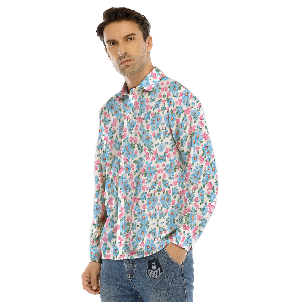 Heartbeat Purple Print Pattern Men's Dress Shirts-grizzshop