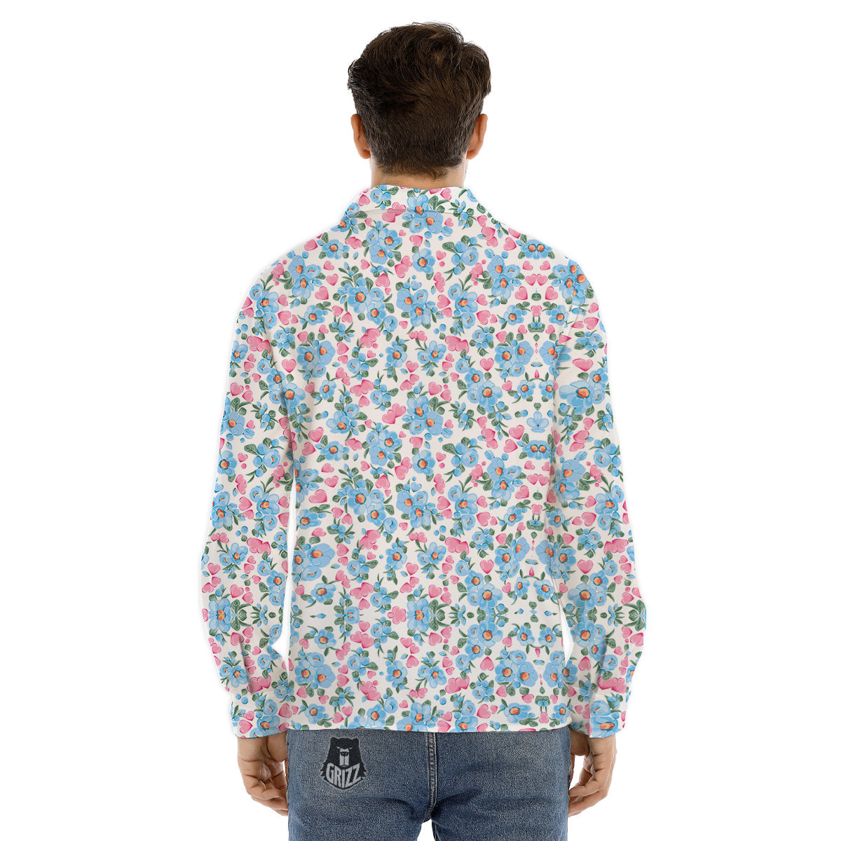Heartbeat Purple Print Pattern Men's Dress Shirts-grizzshop