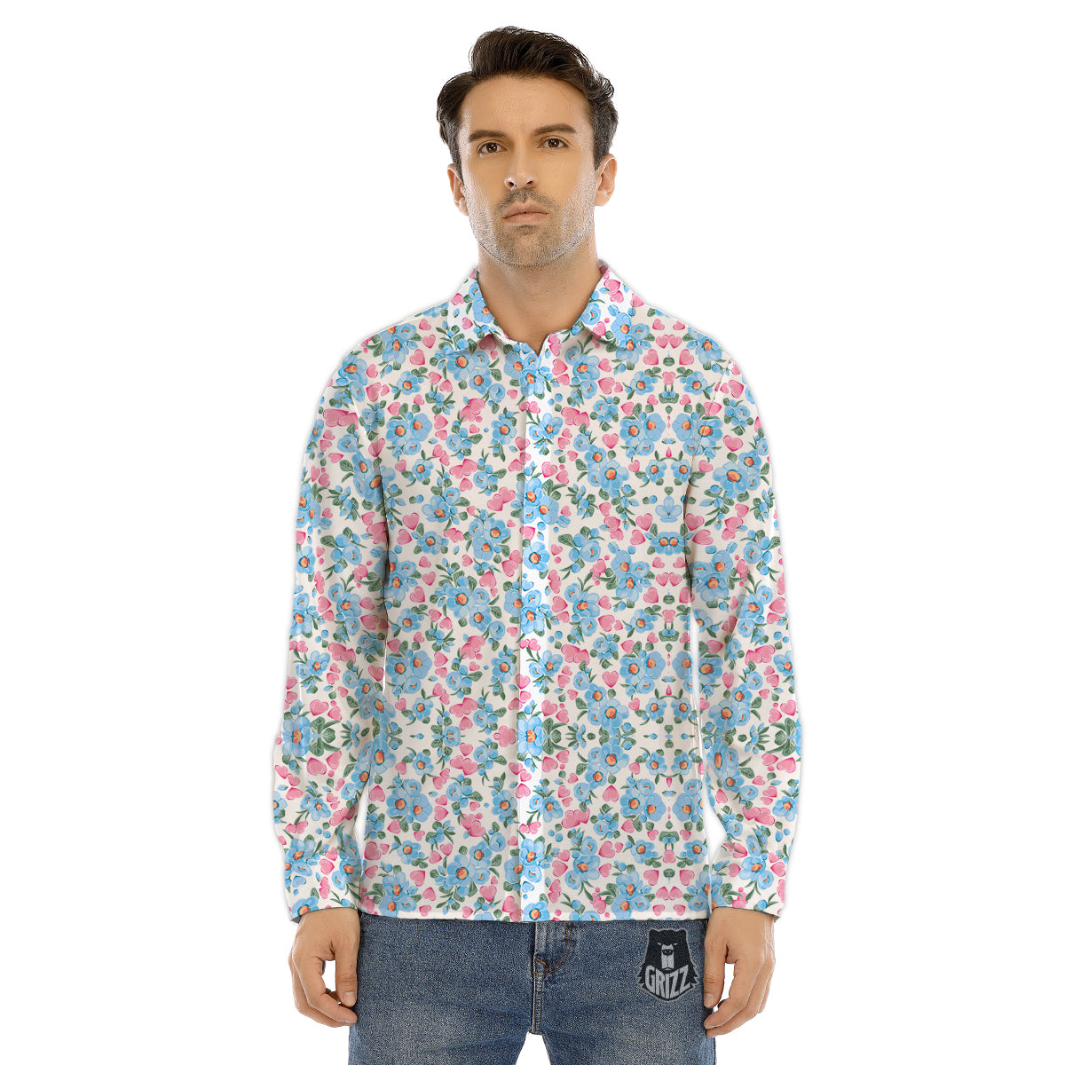Heartbeat Purple Print Pattern Men's Dress Shirts-grizzshop