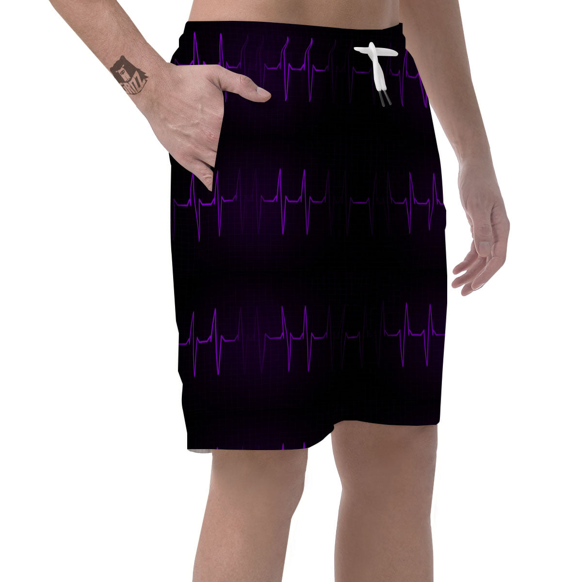 Heartbeat Purple Print Pattern Men's Shorts-grizzshop