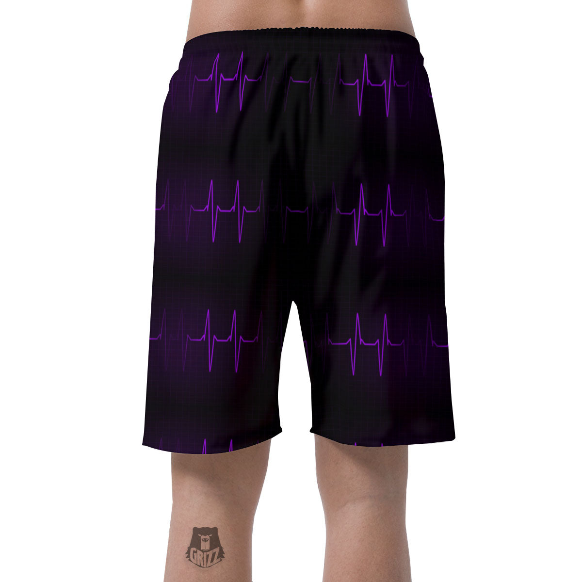 Heartbeat Purple Print Pattern Men's Shorts-grizzshop