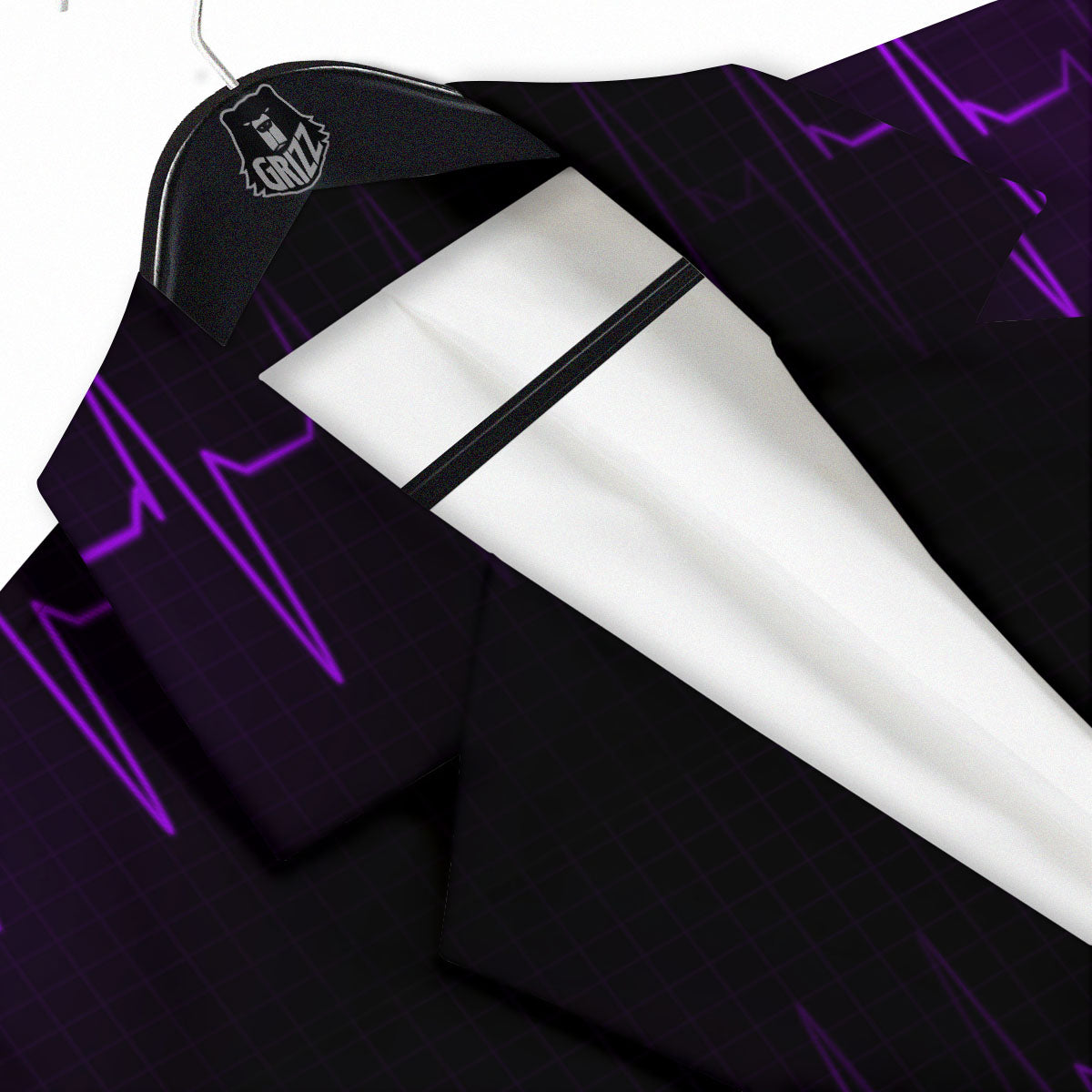 Heartbeat Purple Print Pattern Men's Sport Coat-grizzshop