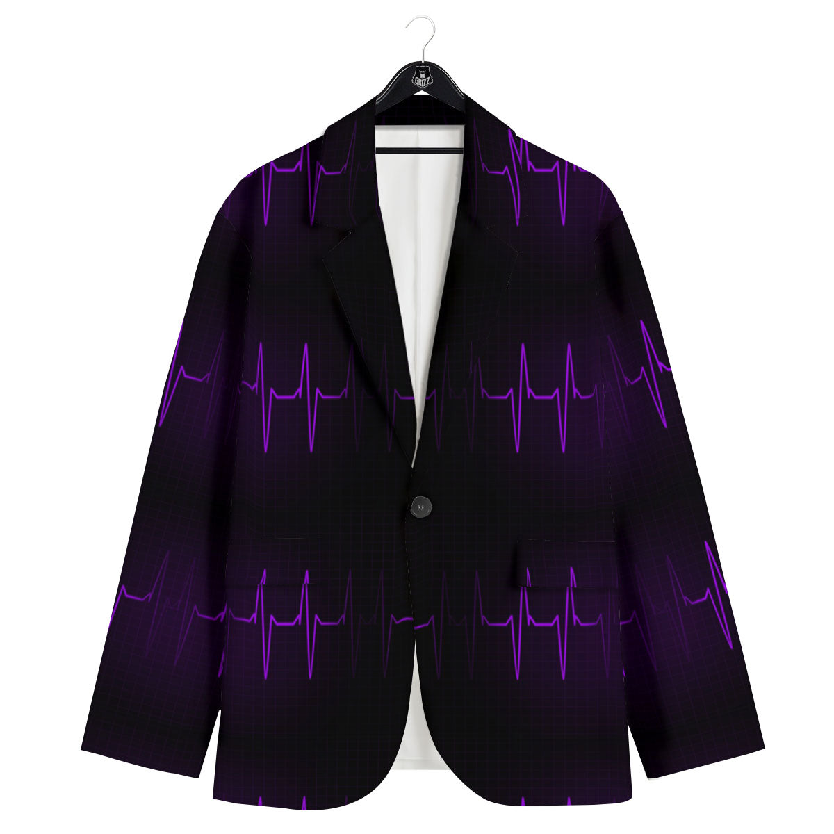 Heartbeat Purple Print Pattern Men's Sport Coat-grizzshop