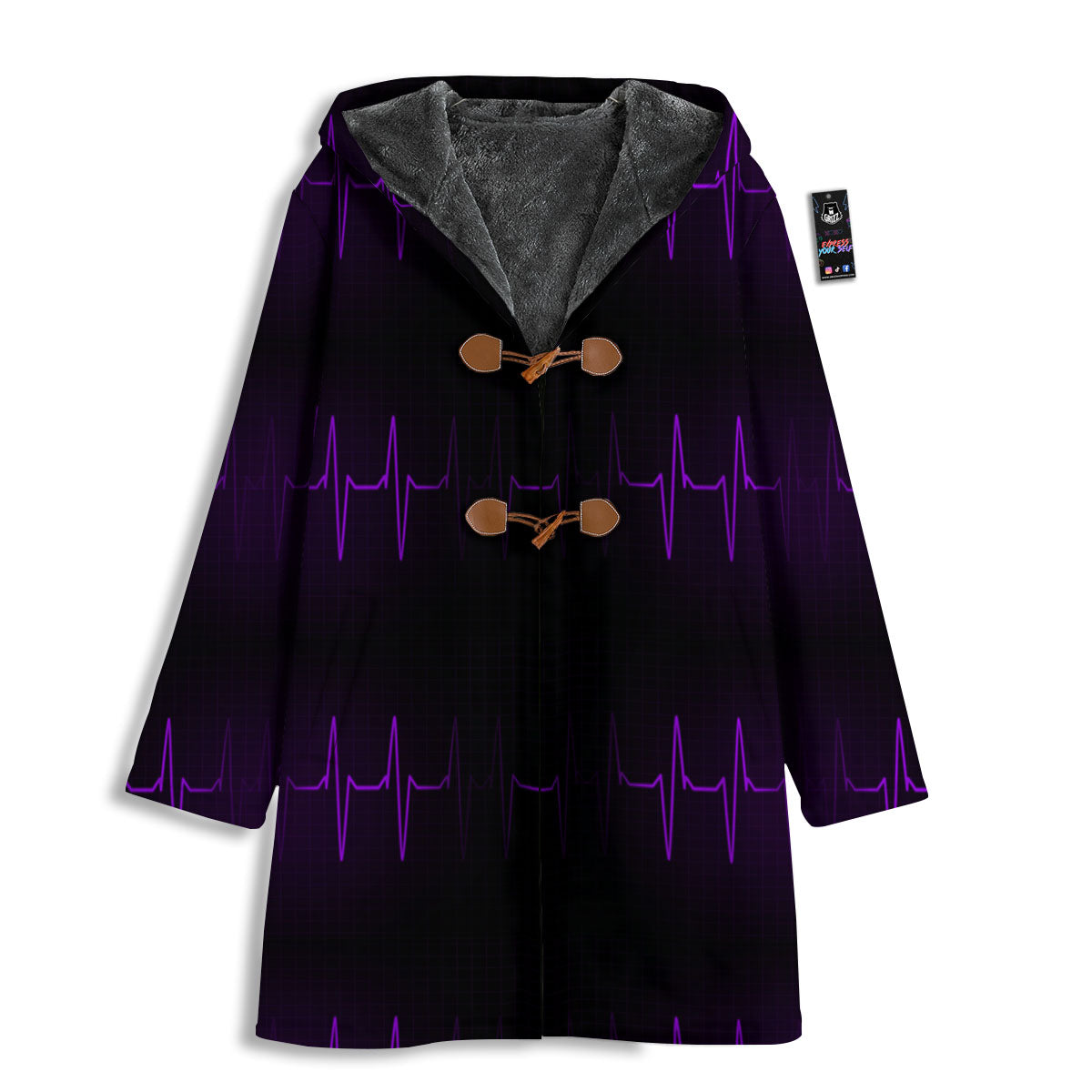 Heartbeat Purple Print Pattern Men's Windbreaker Jacket-grizzshop