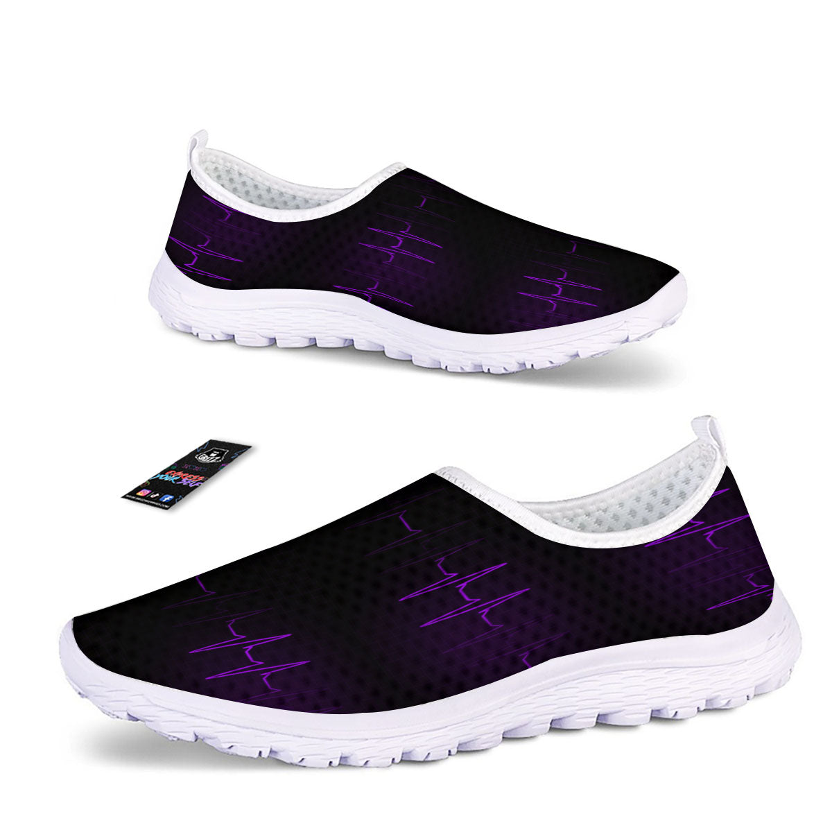 Heartbeat Purple Print Pattern Nurse Shoes-grizzshop