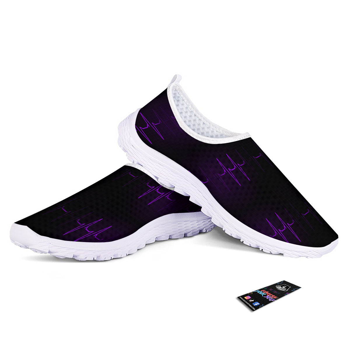 Heartbeat Purple Print Pattern Nurse Shoes-grizzshop