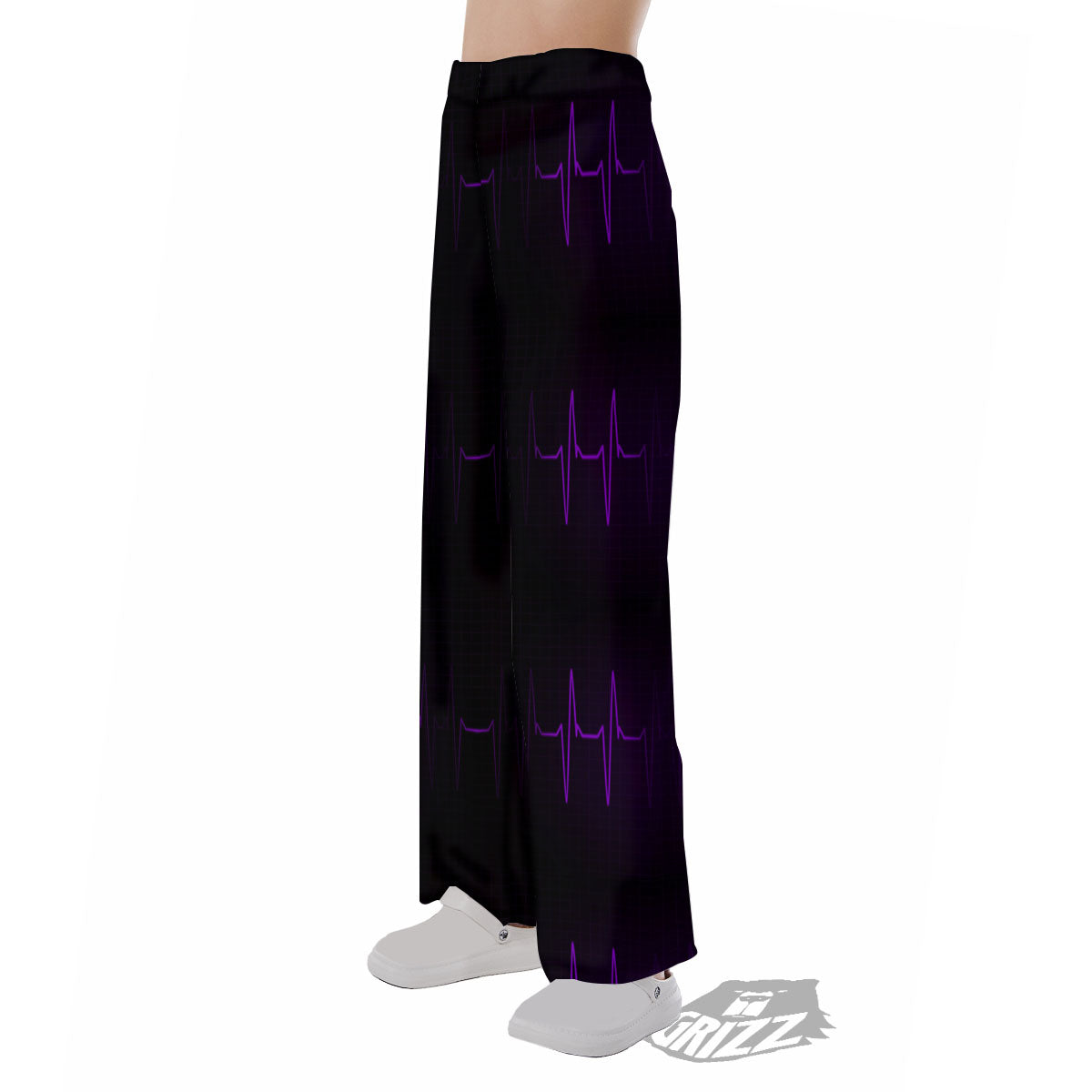 Heartbeat Purple Print Pattern Pajama Pants-grizzshop