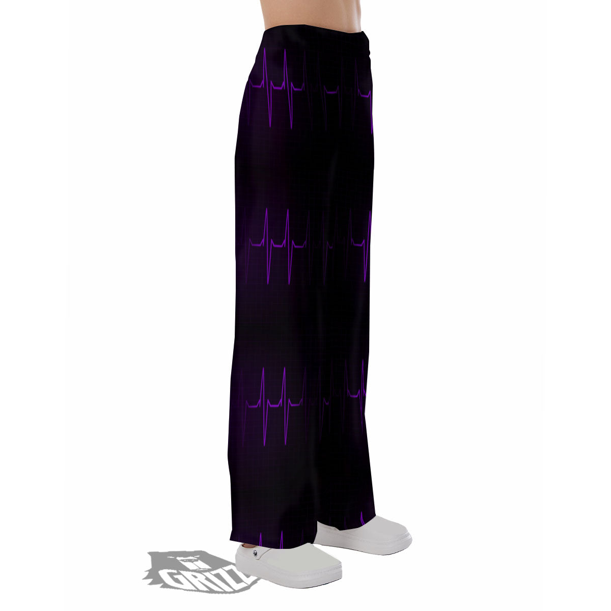 Heartbeat Purple Print Pattern Pajama Pants-grizzshop