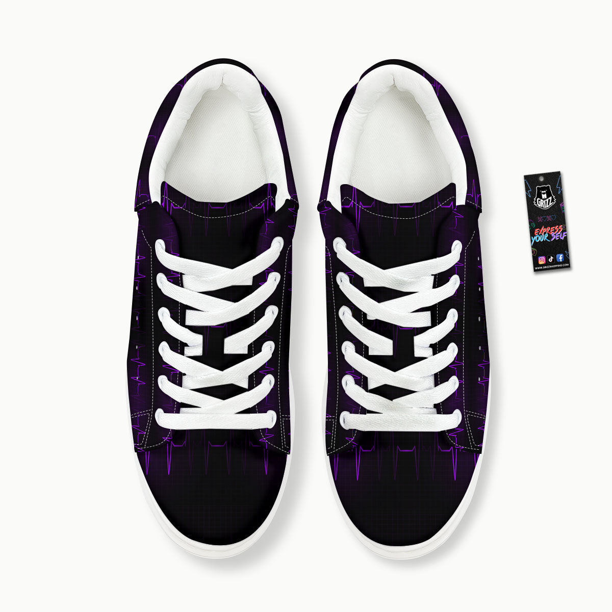 Heartbeat Purple Print Pattern Platform Shoes-grizzshop