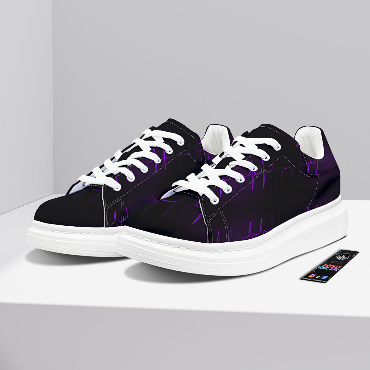 Heartbeat Purple Print Pattern Platform Shoes-grizzshop