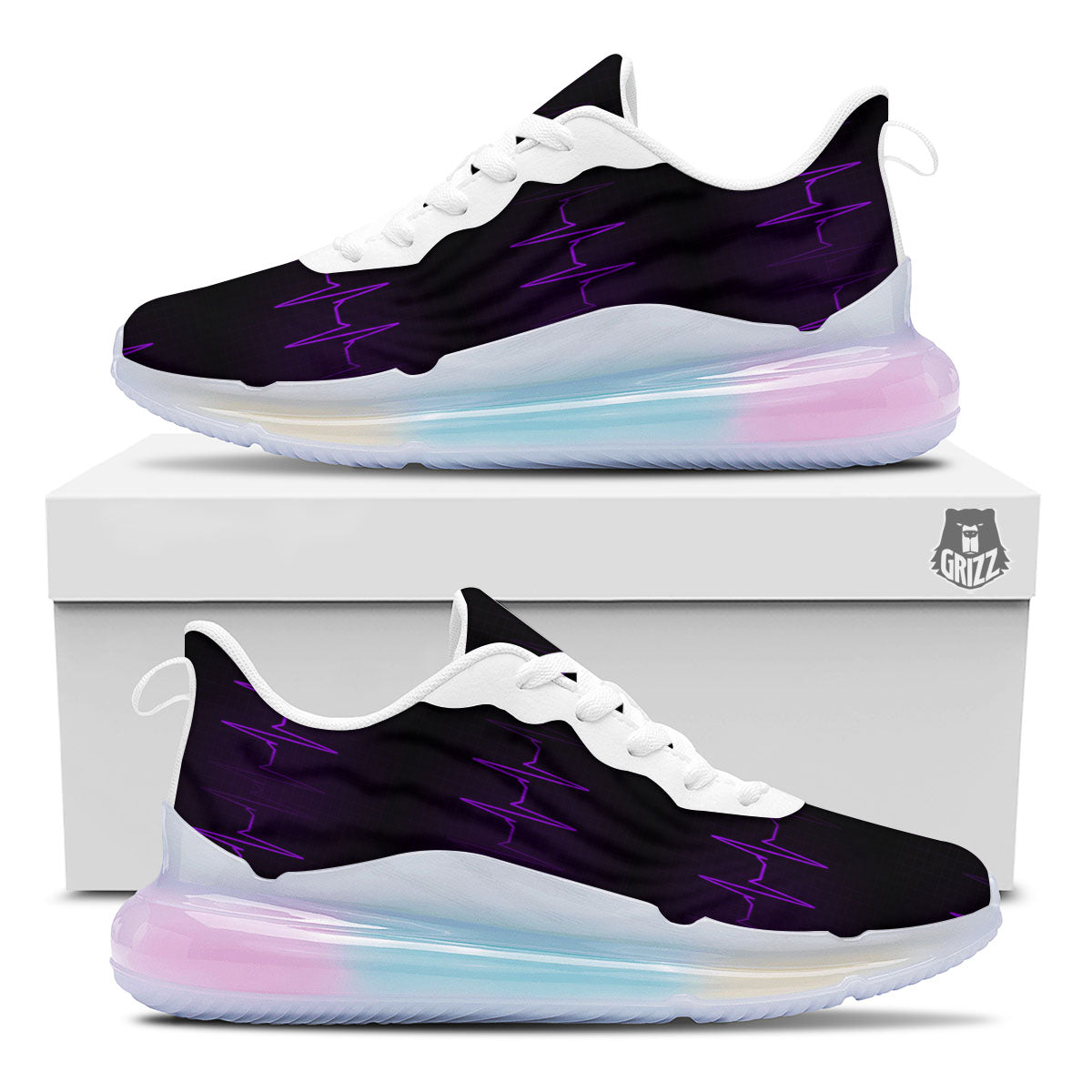 Heartbeat Purple Print Pattern Running Sneakers-grizzshop