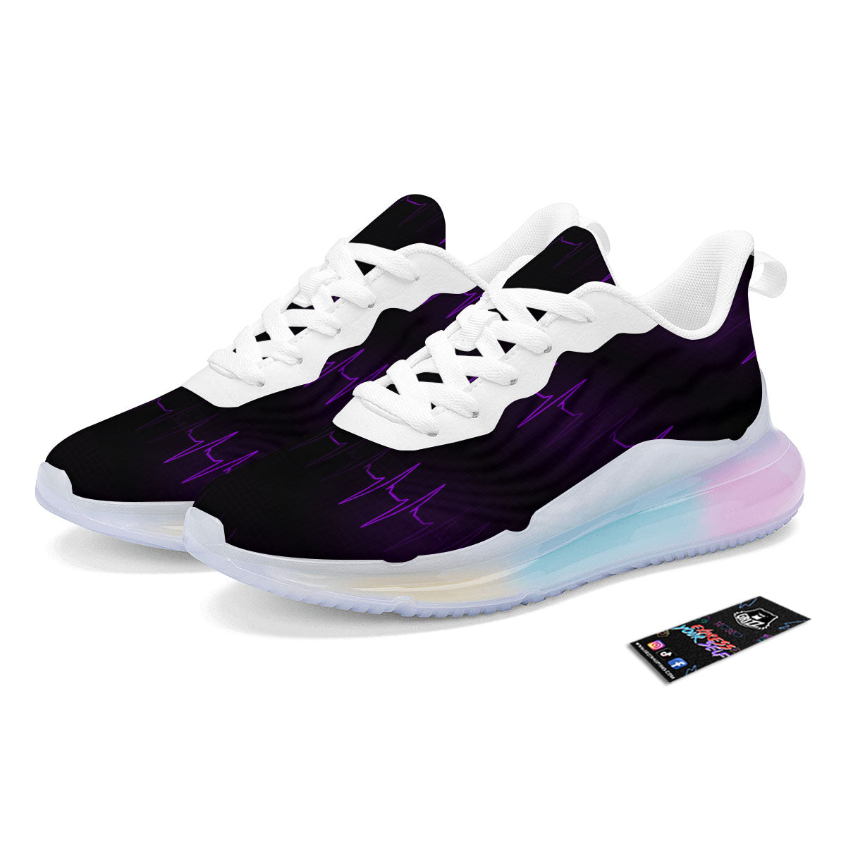 Heartbeat Purple Print Pattern Running Sneakers-grizzshop