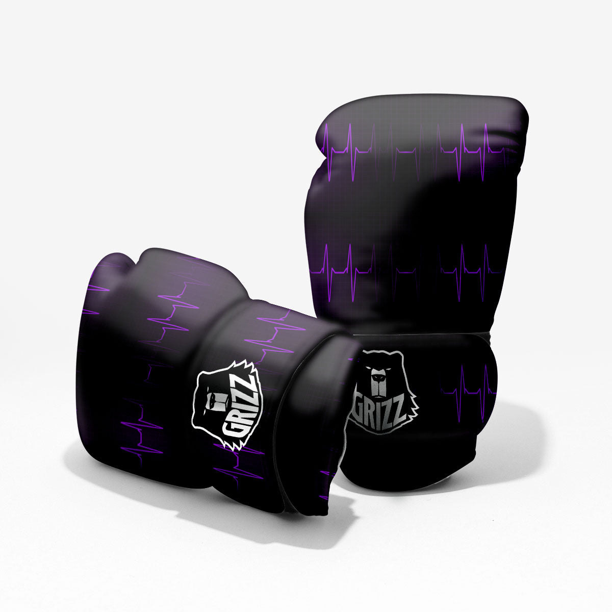 Heartbeat Purple Print Pattern Pro Boxing Glove
