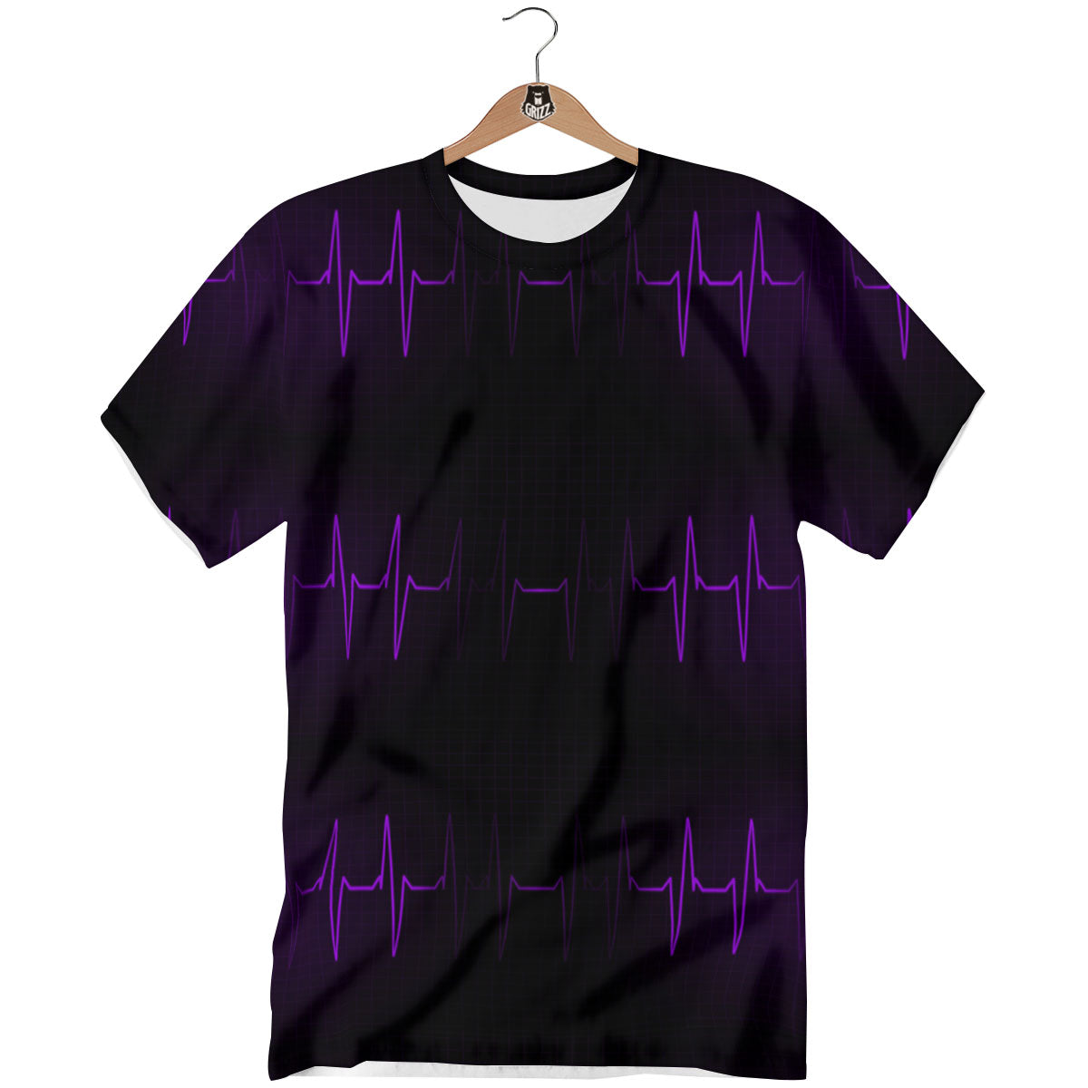 Heartbeat Purple Print Pattern T-Shirt-grizzshop