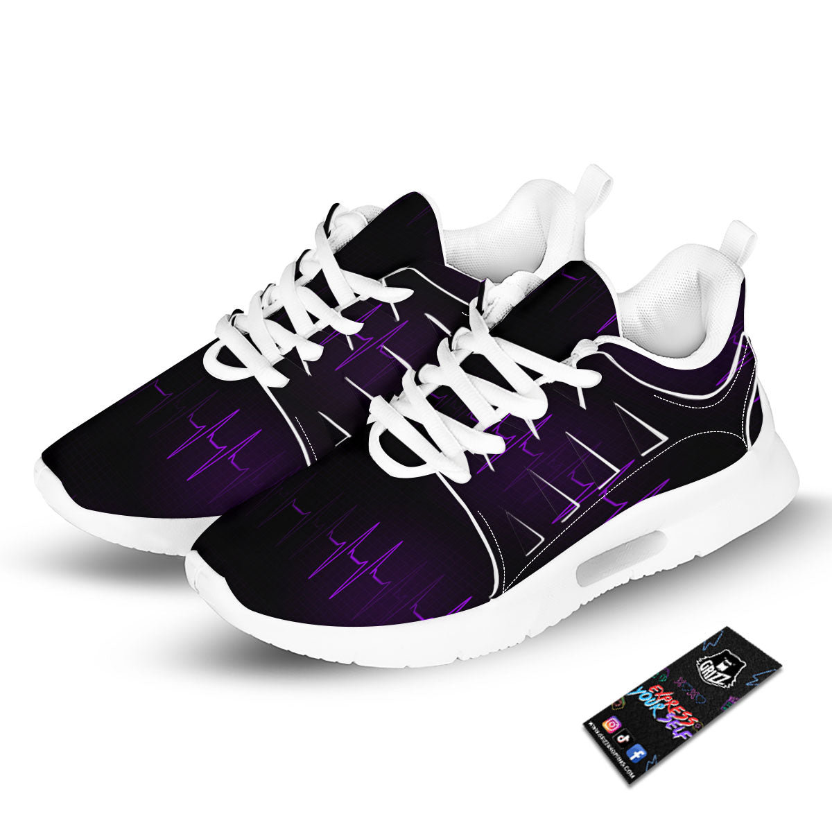 Heartbeat Purple Print Pattern Tennis Shoes-grizzshop