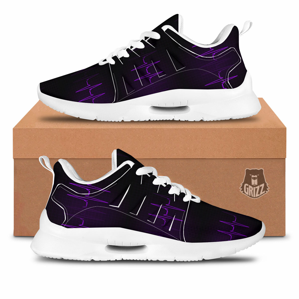 Heartbeat Purple Print Pattern Tennis Shoes-grizzshop