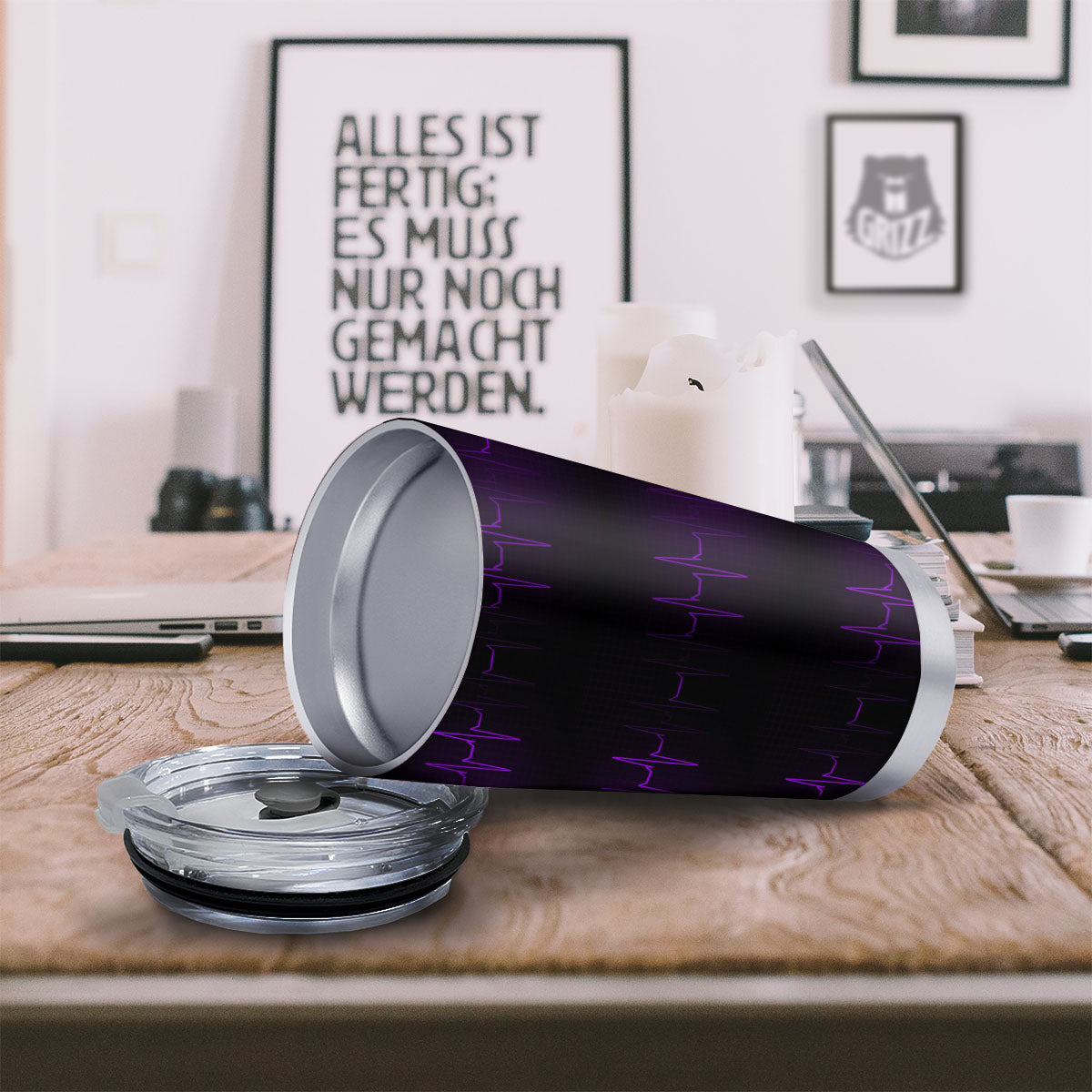 Heartbeat Purple Print Pattern Tumbler-grizzshop