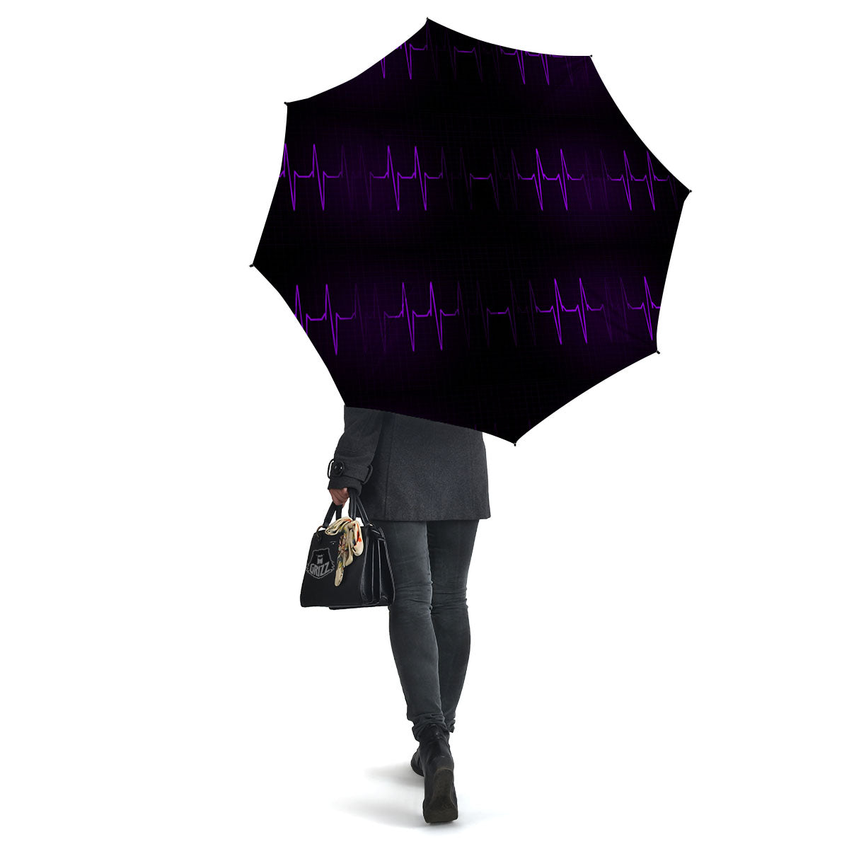 Heartbeat Purple Print Pattern Umbrella-grizzshop