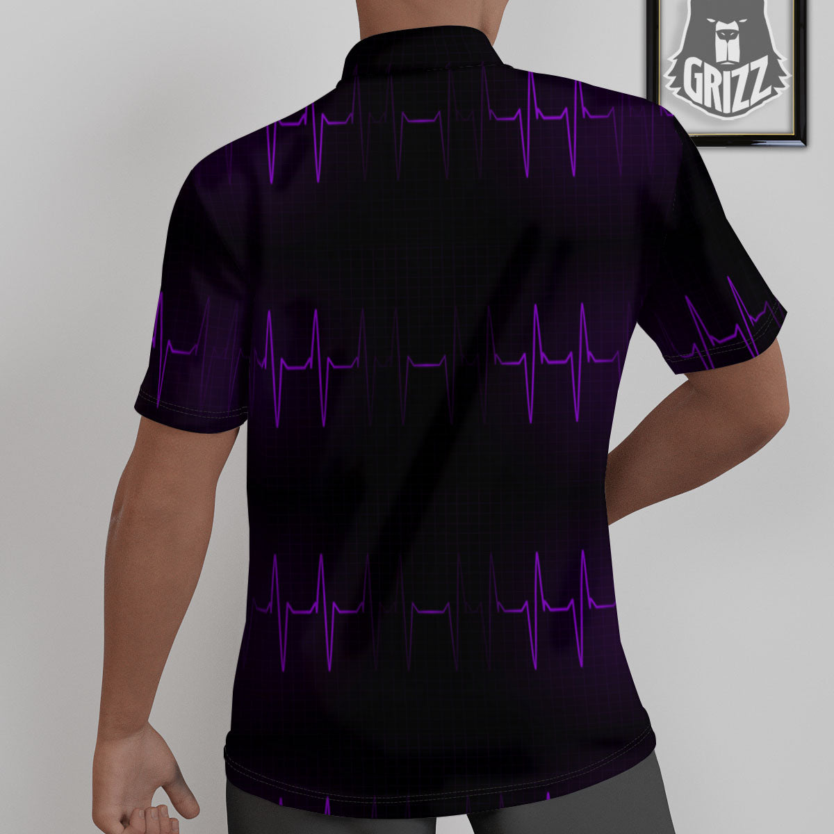 Heartbeat Purple Print Pattern Untucked Shirts-grizzshop